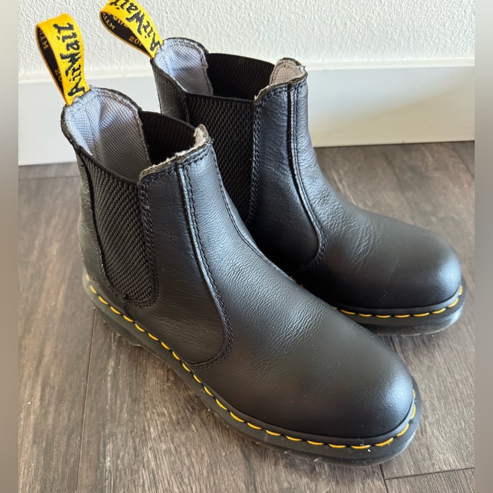 Dr. Martens Black Leather Steel Toe Ankle Boots